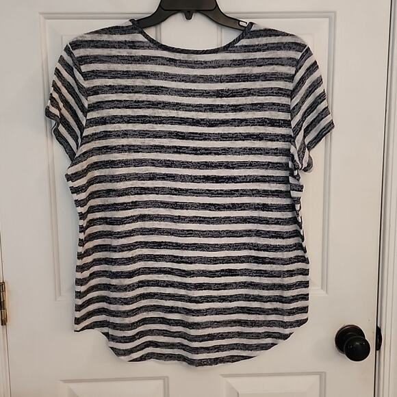 A.N.A Dark Blue/Winter White Striped Top, 1X - Picture 7 of 7
